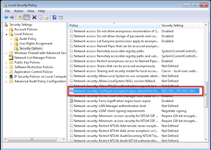 Windows 7: DES Encryption Support For Kerberos Authentication ...